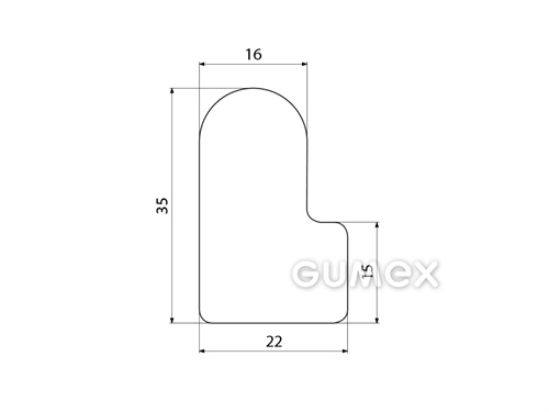 "L" Silikonprofil, 35x22/15mm, 70°ShA, -60°C/+180°C, weiß, 